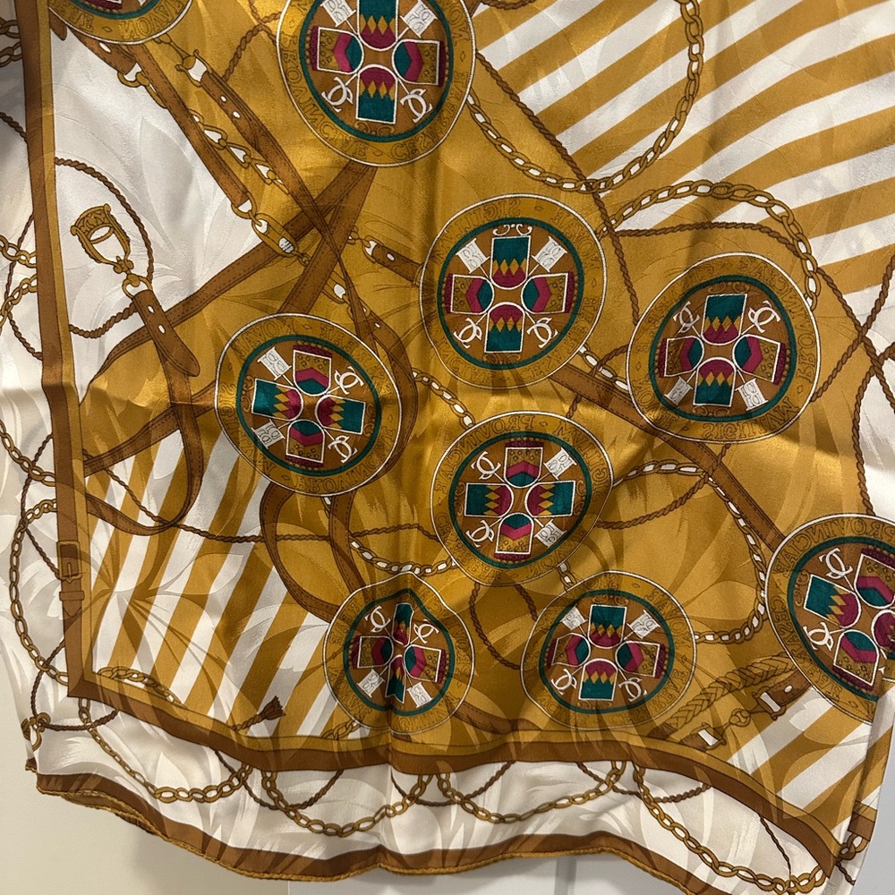 Gold and White Patterned Scarf